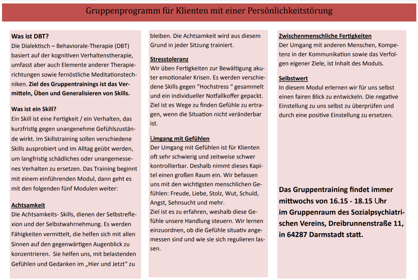 Gruppenprogramm - Was ist DBT?